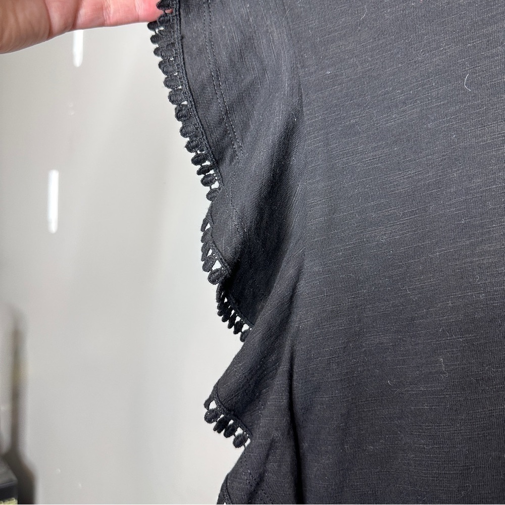 NWT Cotton bleu black crochet sleeve oversized Tshirt - Picture 2 of 8